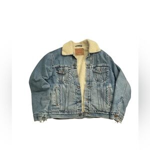 Levi's Type III Cream Sherpa-Lined Denim Trucker Jacket